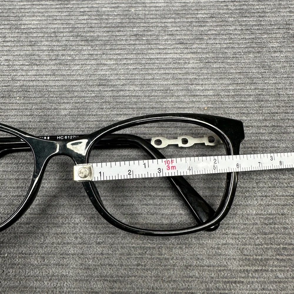 Coach HC 6127U Black Cat Eye Y2K Eyeglasses Silver Chain Link Frames 53-17-140